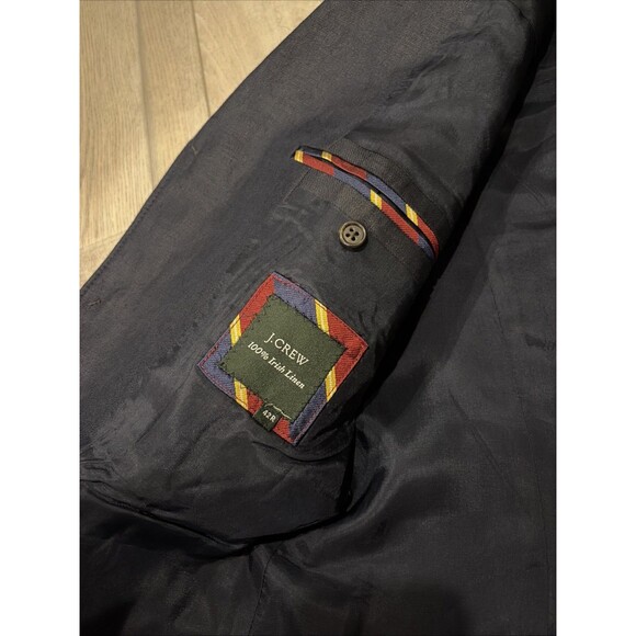 J Crew Mens Navy Blue Cotton Irish Linen Chino Blazer Jacket Sz 42R Sport Coat - Picture 4 of 9